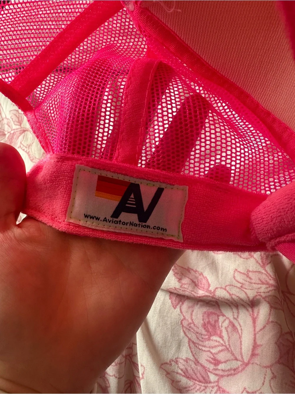 Aviator Nation Hot Pink Mesh Trucker Hat with Retro Patch